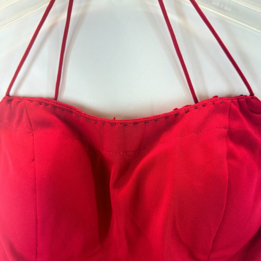 Camille La Vie Red Lace Short Dress Size 8 Spaghetti Straps Fitted Cocktail Prom - Picture 10 of 12